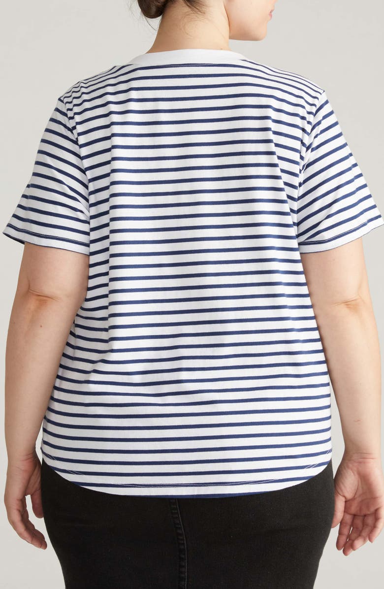Universal Standard Breton Stripe T-Shirt, Alternate, color, White/ Cenote Stripe