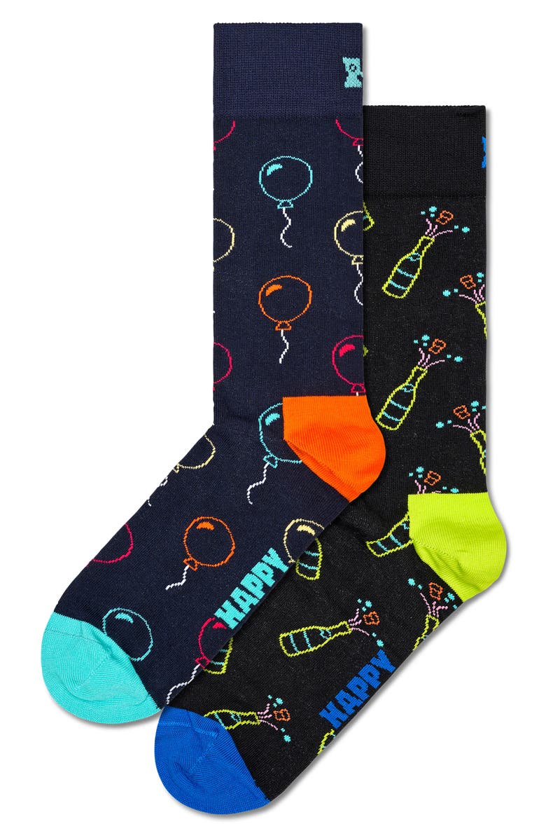 Happy Socks You Did It! 2-Pack Crew Socks, Main, color, Black