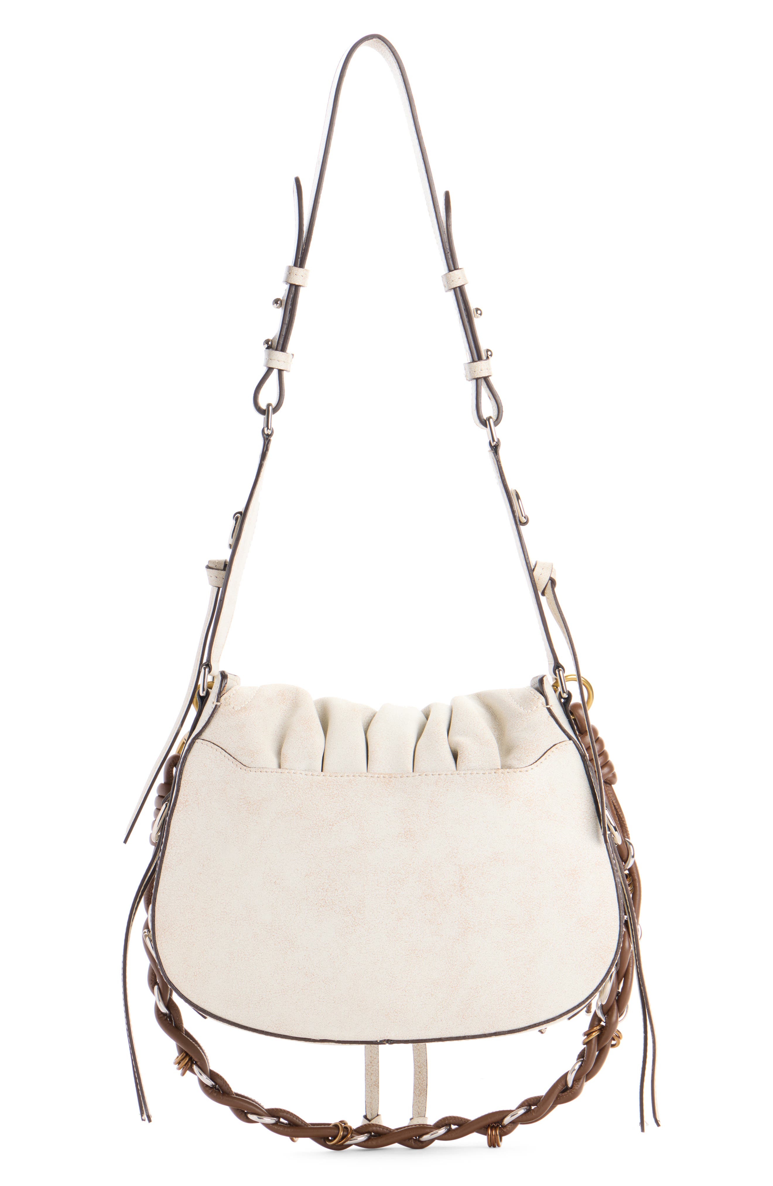 Isabel Marant Bolton Washed Leather Shoulder Bag, Alternate, color, Chalk