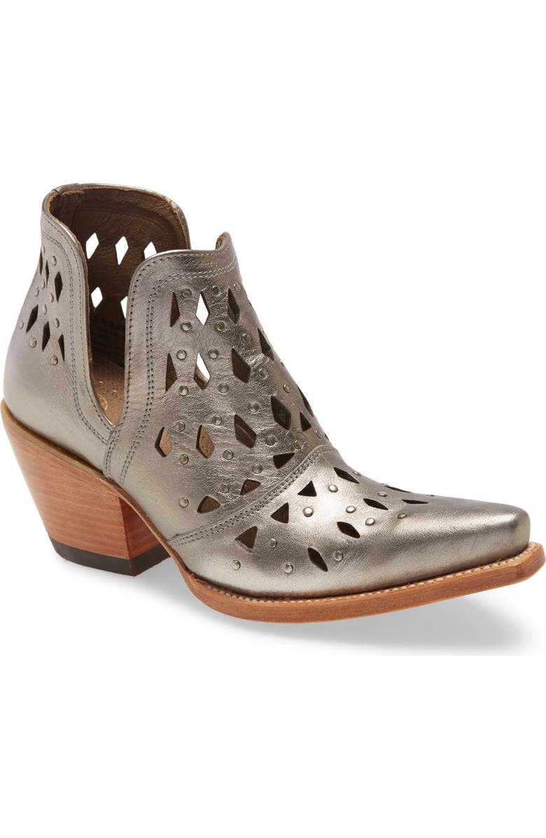 Ariat Dixon Perforated Studded Bootie, Main, color, Silver Metallic