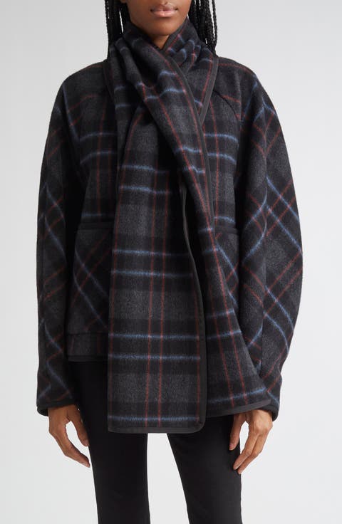 Martine Plaid Wool Blend Dickey Scarf Coat