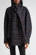 Veronica Beard Martine Plaid Wool Blend Dickey Scarf Coat