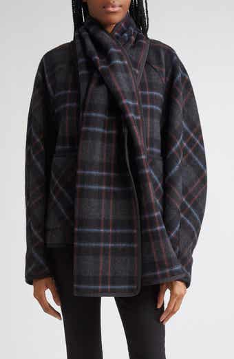 Veronica Beard Martine Plaid Wool Blend Dickey Scarf Coat
