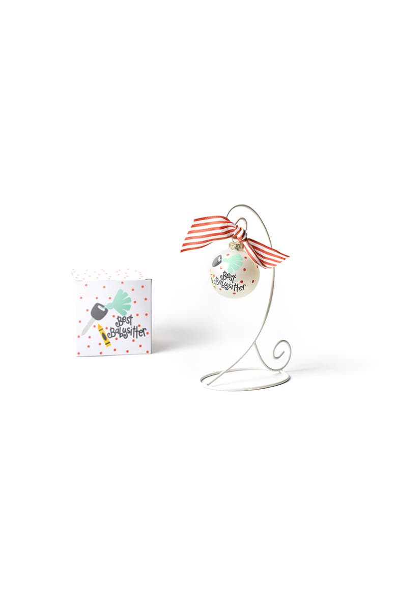 Babysitter Glass Ornament with White Stand, Main, color, White