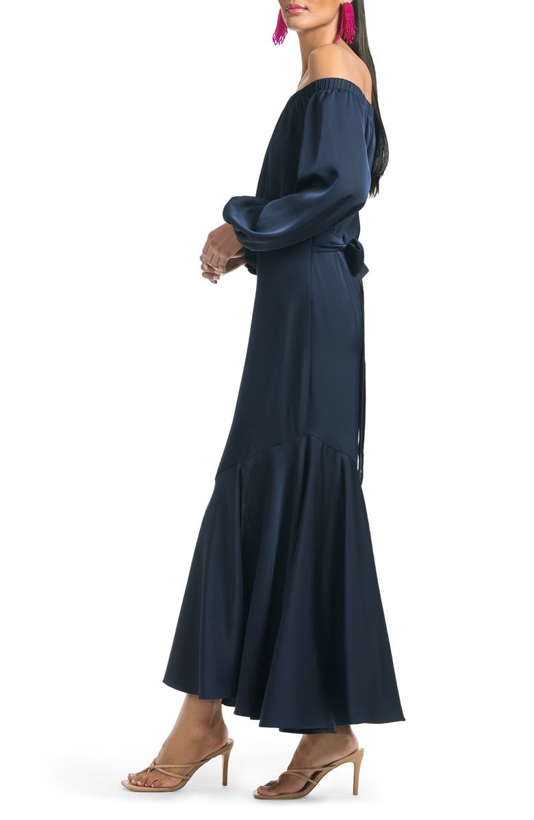 Sachin & Babi Kai Off the Shoulder Long Sleeve Satin Maxi Dress, Alternate, color, 