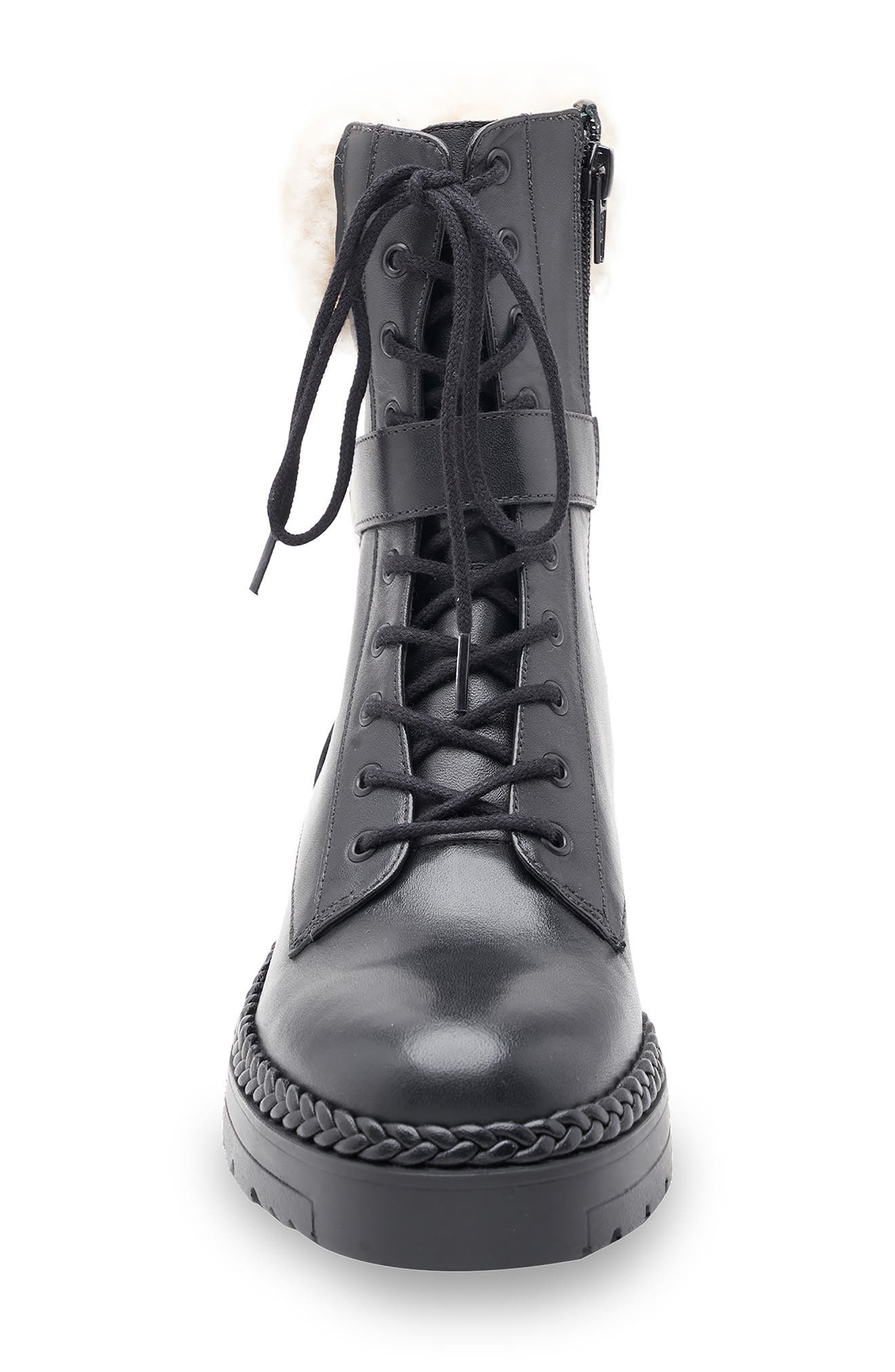 BCBGMAXAZRIA Helina Faux Shearling Bootie, Alternate, color, Black