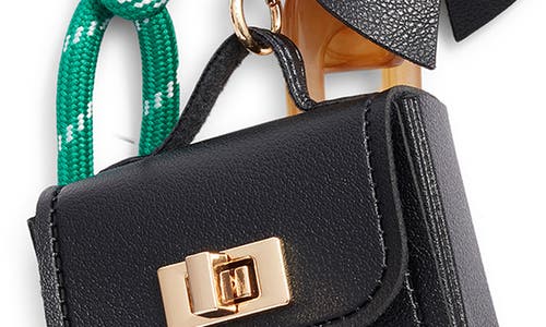 Chelsea28 Bow Faux Leather Bag Charm In Black