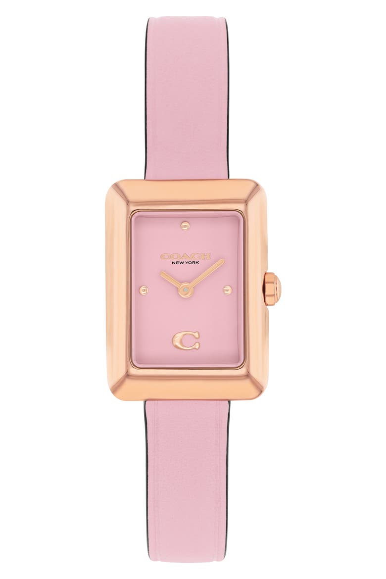 Mara Leather Strap Watch, 22mm x 30mm, Main, color, BLUSH