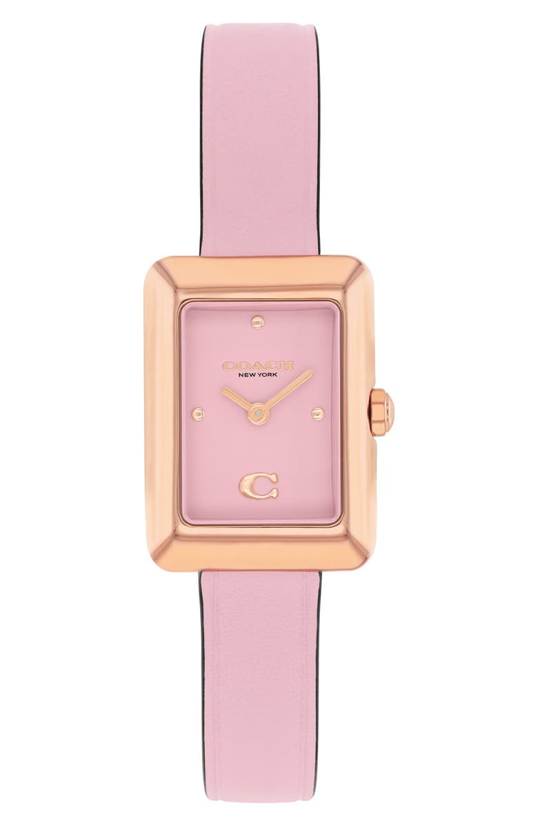 COACH Mara Leather Strap Watch, 22mm x 30mm, Main, color, Blush