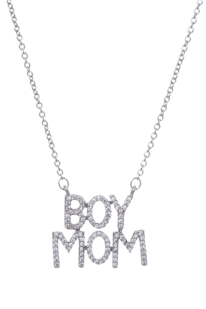 'Boy Mom' Pendant Necklace, Main, color, SILVER