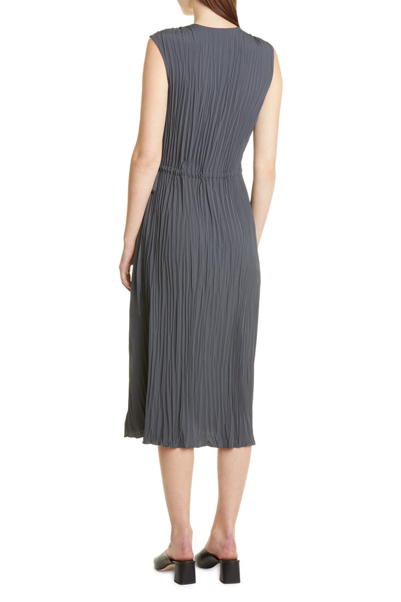 V-Neck Pleated Dress, Alternate, color, TIDE POOL