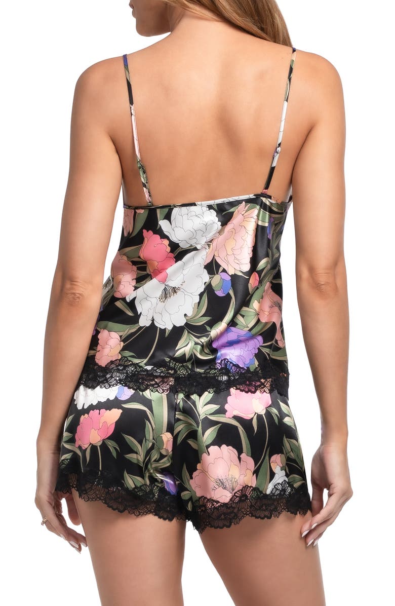 In Bloom by Jonquil Harriet Lace Trim Satin Short Pajamas, Alternate, color, Black