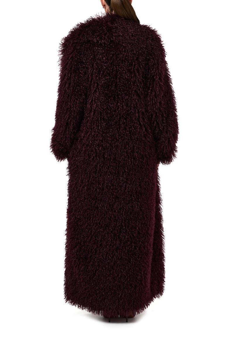 Faux Shearling Coat, Alternate, color, DARK PLUM
