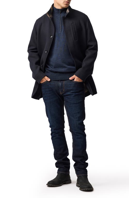 Rodd & Gunn Nobles Funnel Neck Merino Wool Half Zip Sweater In Blue