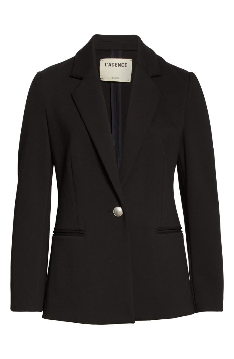 L'AGENCE Scout Solid One Button Notch Lapel Ponte Blazer, Alternate, color,