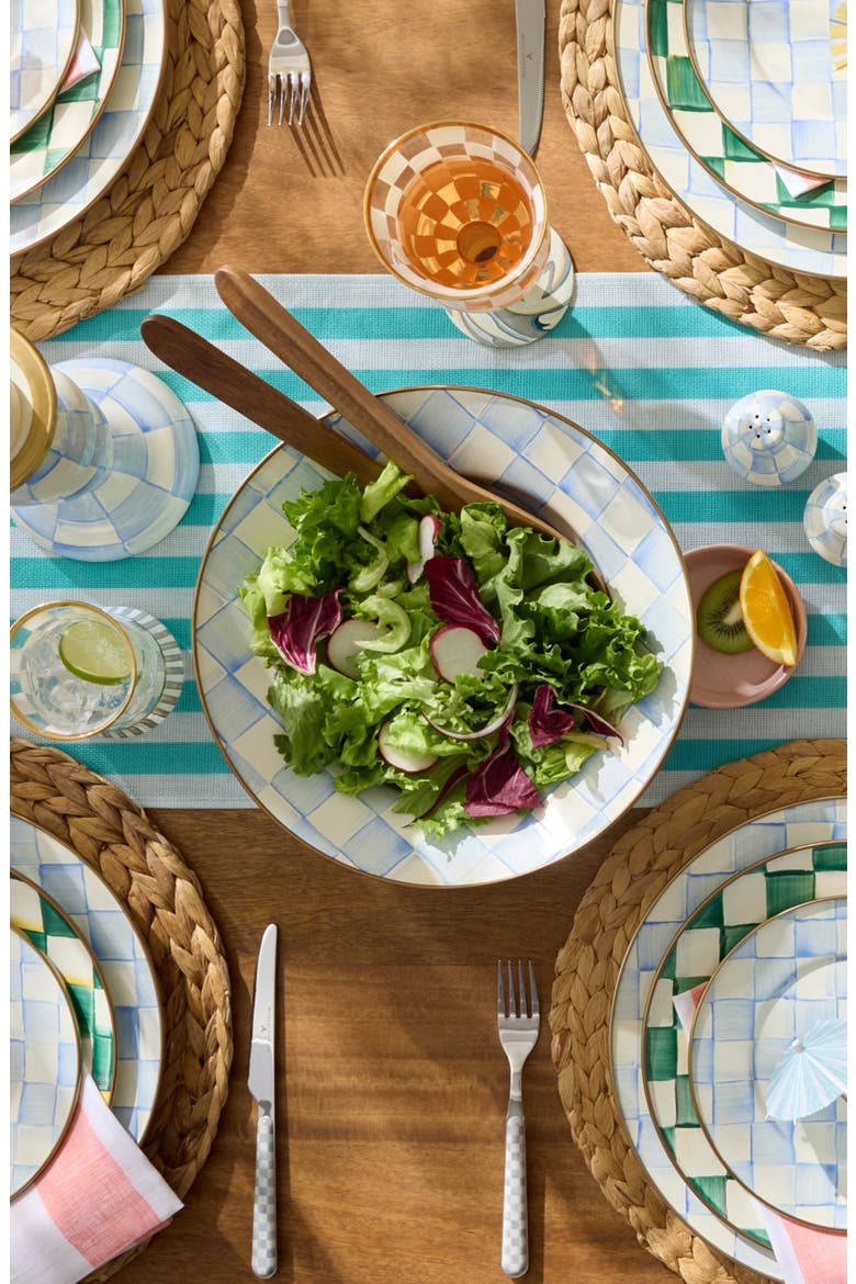 Sky Check Enamel Serving Bowl, Alternate, color, SKY CHECK