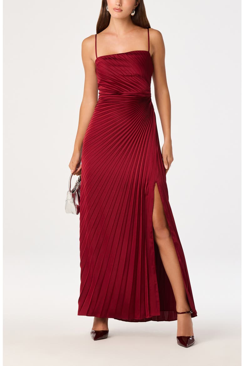 Paulette Pleated Maxi Dress, Main, color, WINE
