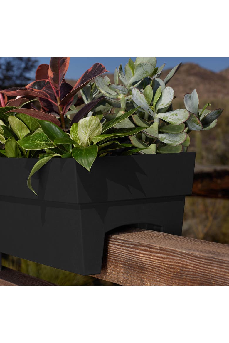 Black 24 Inch Finley Deck Rail Planter, 7.5 Gal Capacity, Alternate, color, Black