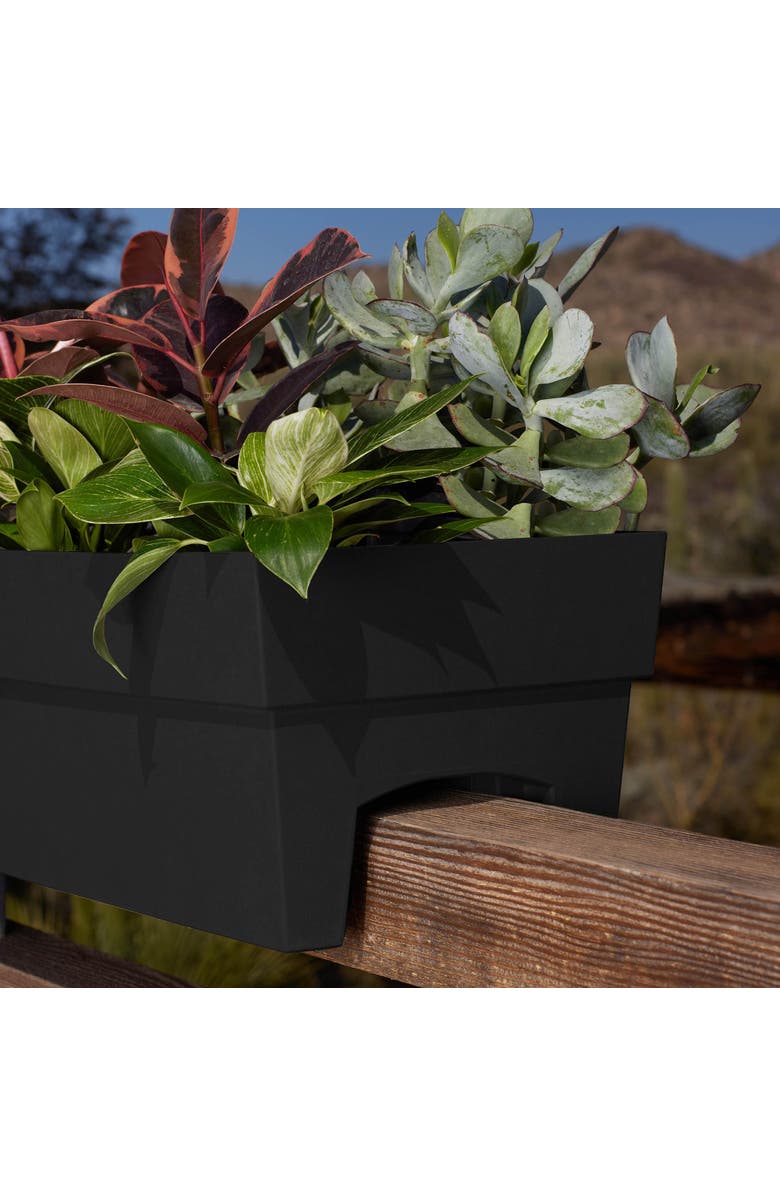Bloem Black 24 Inch Finley Deck Rail Planter, 7.5 Gal Capacity, Alternate, color, Black