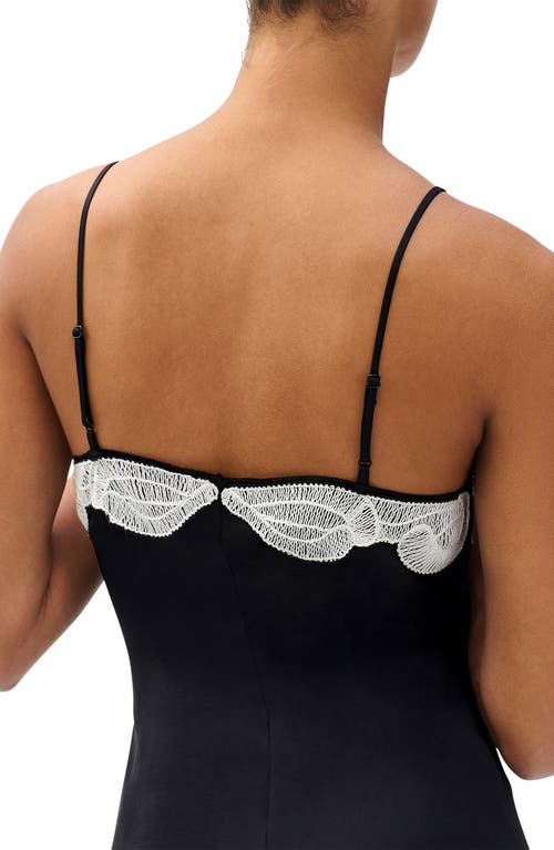 Rag & Bone Ann Embroidery Detail Midi Slipdress In Black