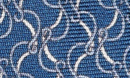 Eton Blue Vine Print Silk Tie In Medium Blue