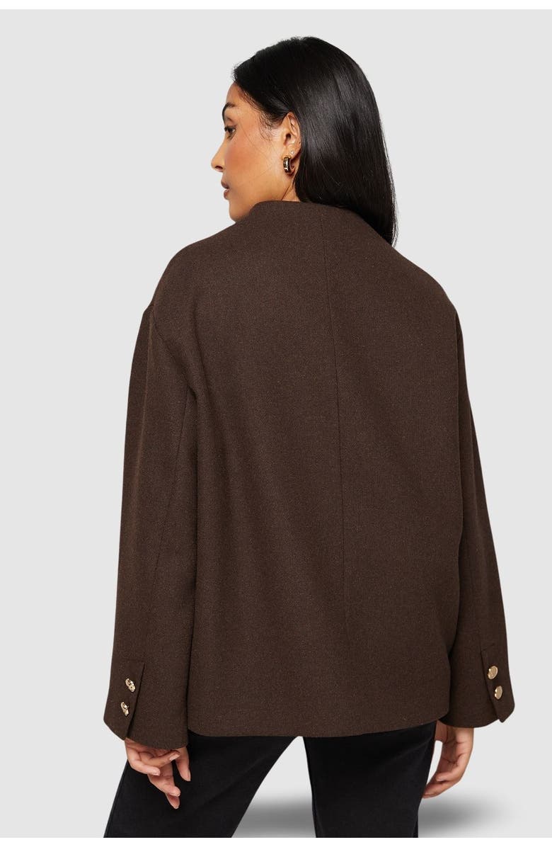 Wallis Petite Grown On Neck Peacoat, Alternate, color, Chocolate