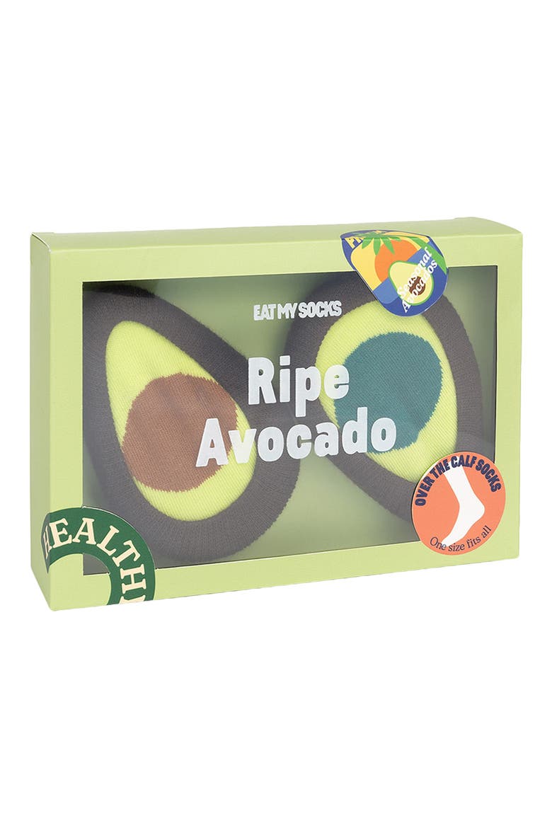 Ripe Avocado 3D Crew Socks, Alternate, color, AVOCADO MULTICOLOR
