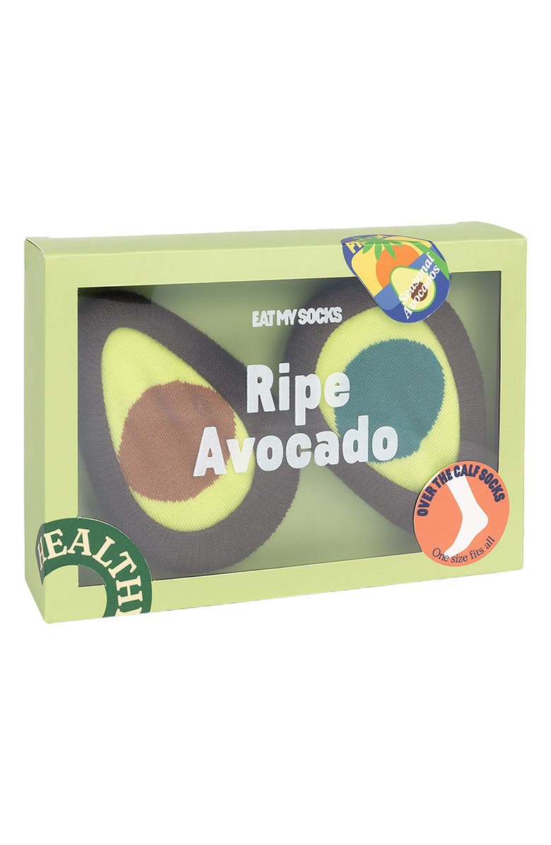 doiy Ripe Avocado 3D Crew Socks, Alternate, color, Avocado Multicolor
