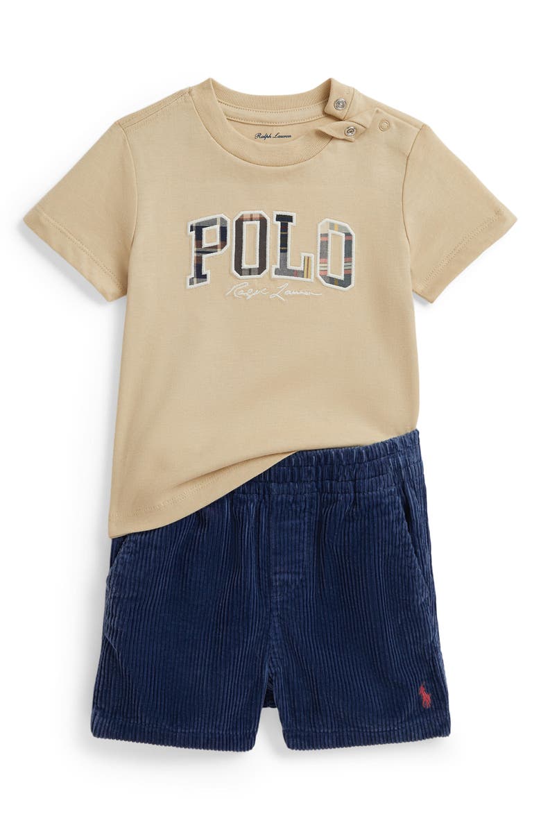 Ralph Lauren Cotton Jersey Two-Piece Shorts Set, Main, color, Tallow Cream