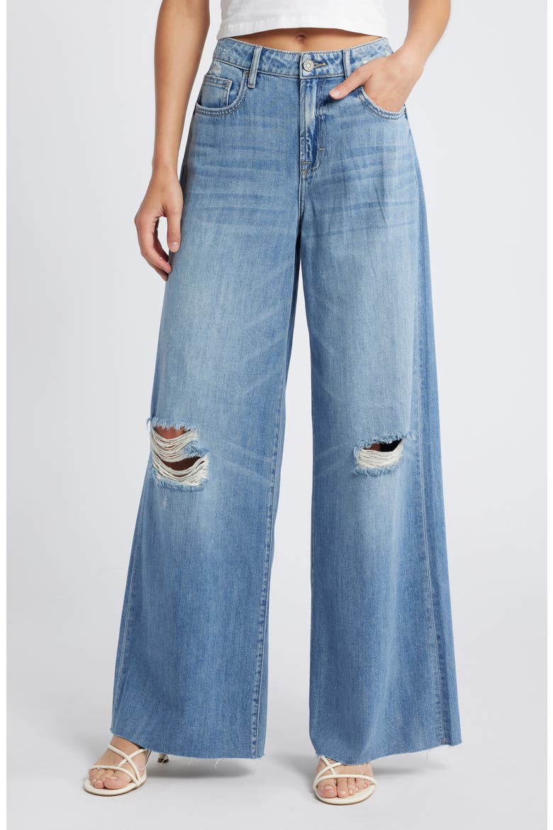 Ripped Supersoft Wide Leg Jeans, Main, color, MEDIUM WASH