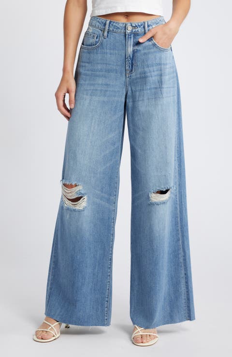 Ripped Supersoft Wide Leg Jeans