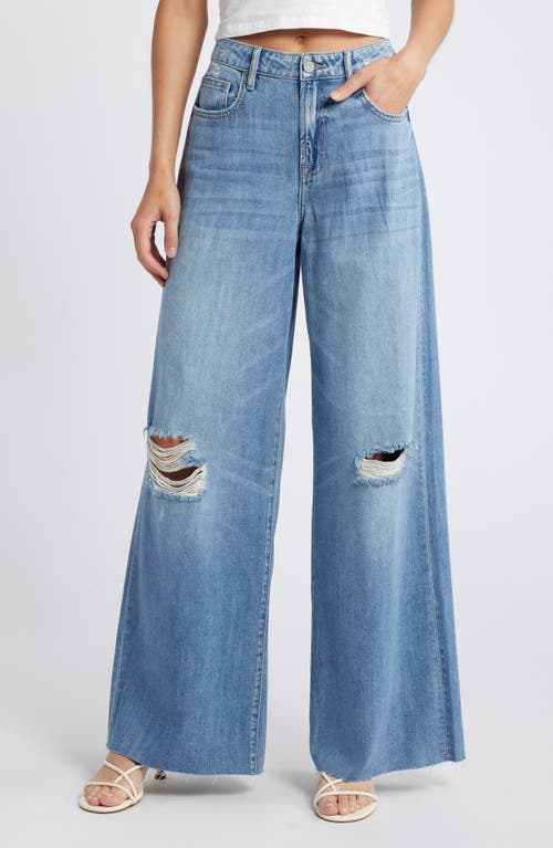 HIDDEN JEANS Ripped Supersoft Wide Leg Jeans in Medium Wash 
