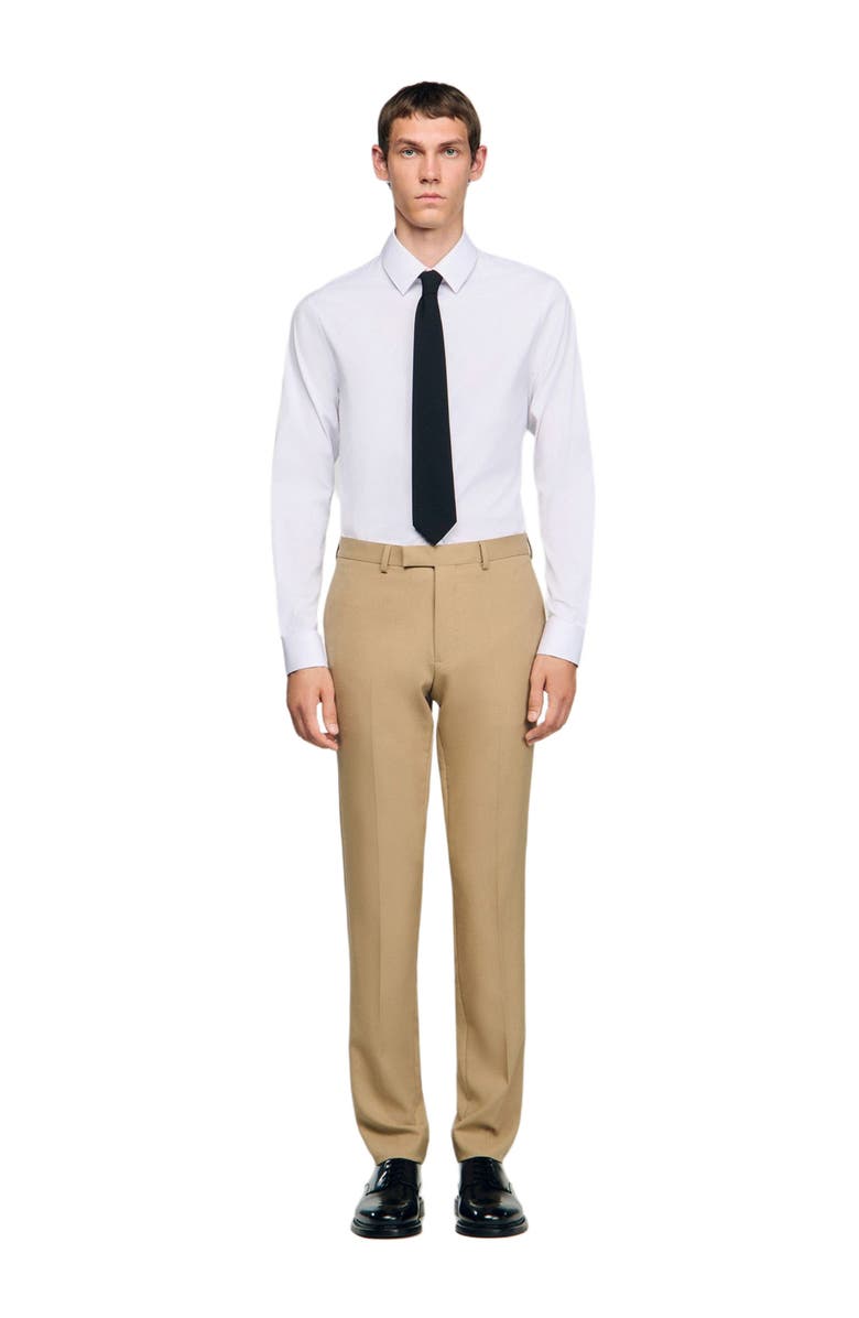 SANDRO Wool suit trousers, Alternate, color, Beige