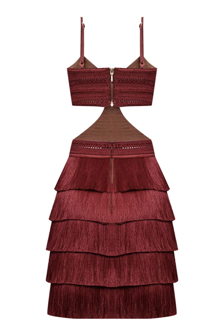 Amethyst Fringe Mini Dress, Alternate, color, BROWN