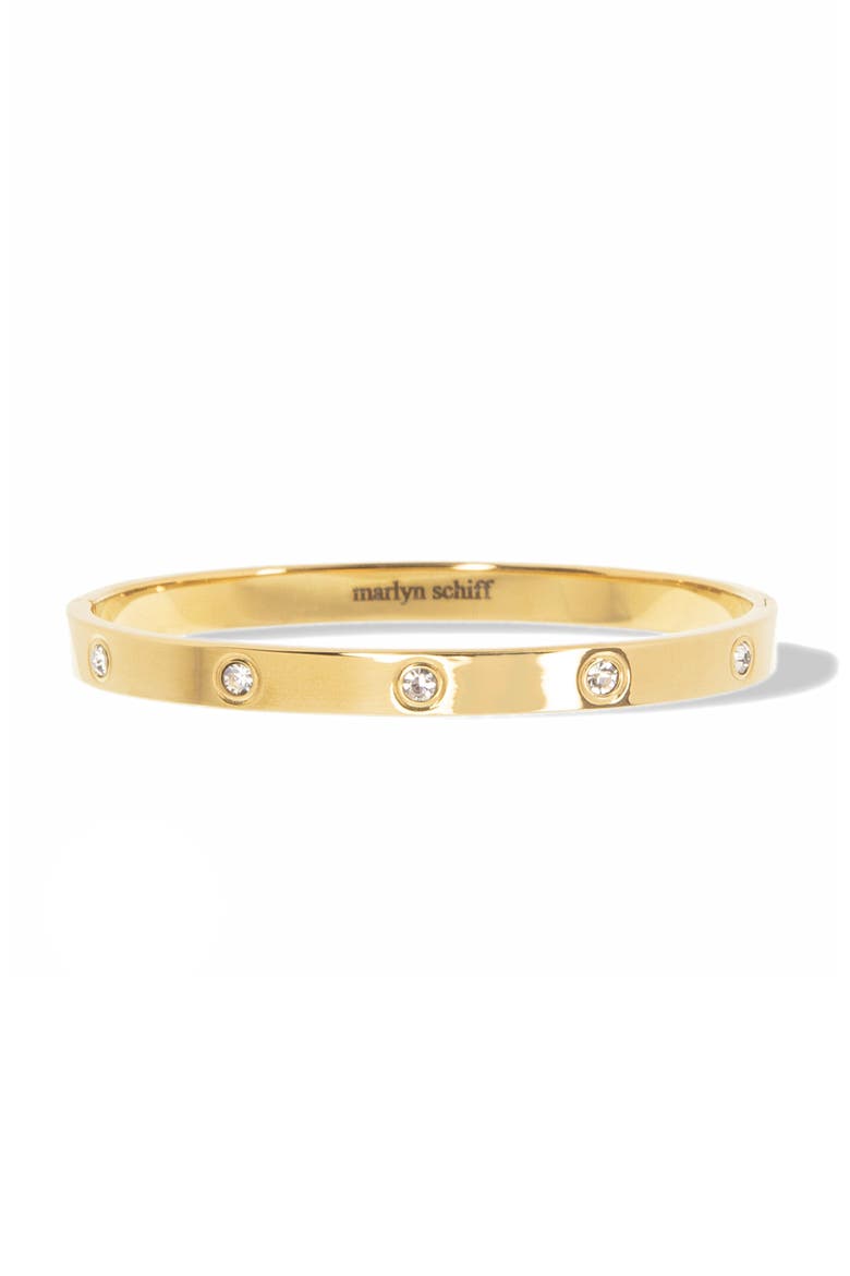 Waterproof Cubic Zirconia Bangle Bracelet, Main, color, GOLD