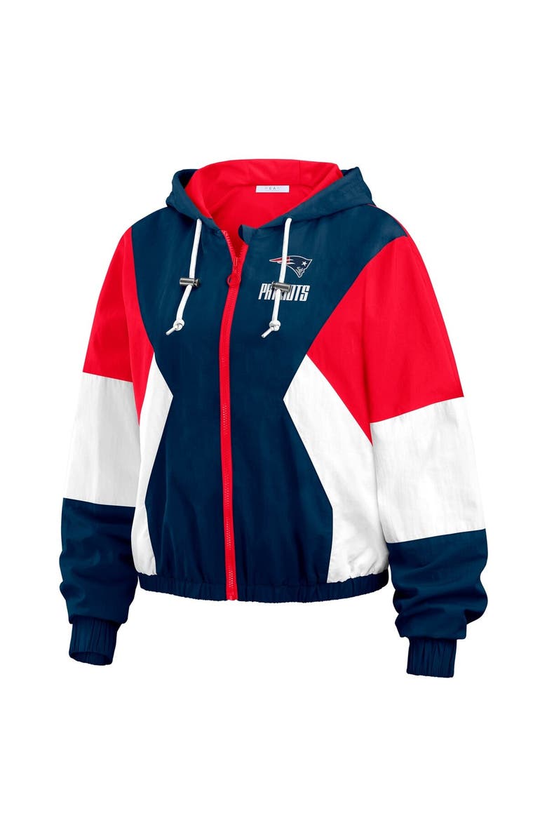 WEAR by Erin Andrews Women's WEAR by Erin Andrews Royal New England Patriots Color Block Full-Zip Windbreaker Jacket, Alternate, color, Navy