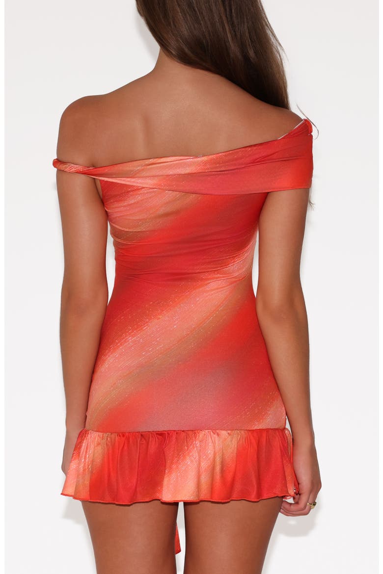 Haelo Off the Shoulder Minidress, Alternate, color, SUNRISE GLITTER STRIPE