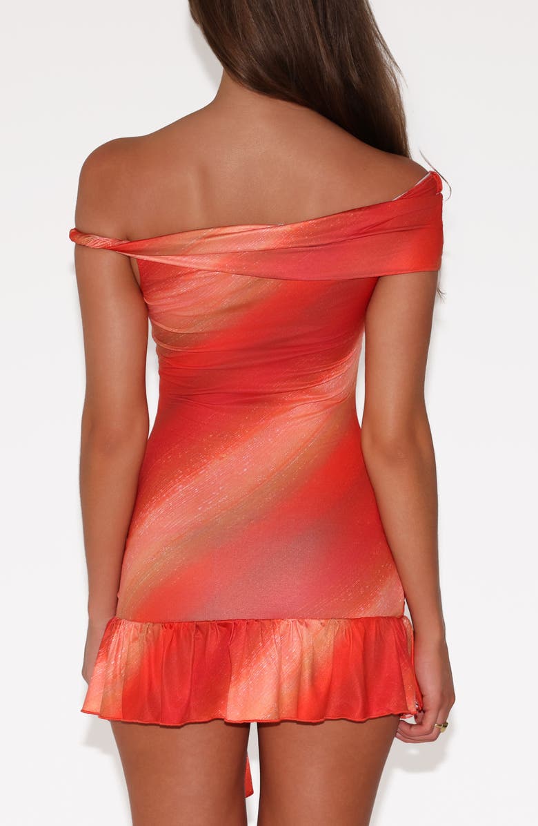 Tiger Mist Haelo Off the Shoulder Minidress, Alternate, color, Sunrise Glitter Stripe