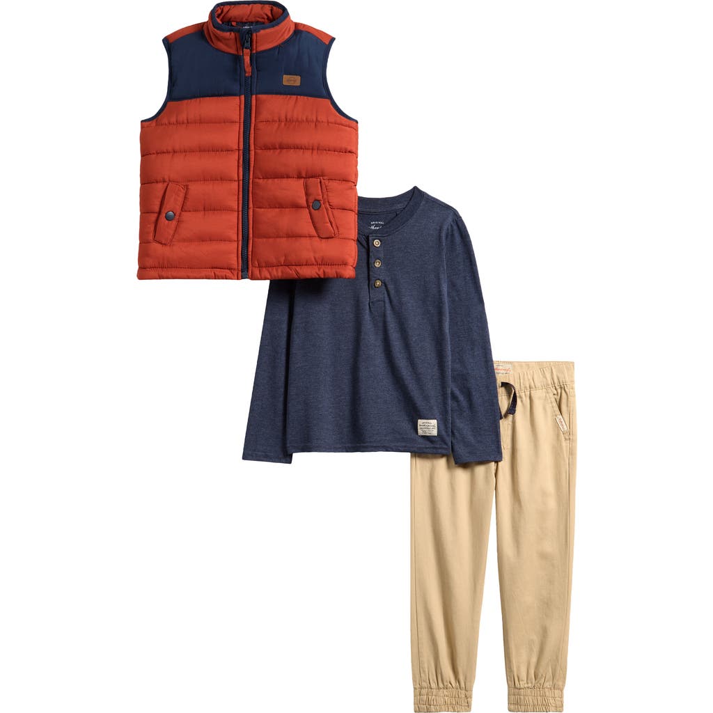 Weatherproof ® Kids' Henley, Joggers & Puffer Vest Set In Multi