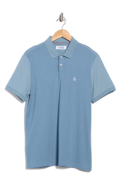 Original Penguin Geometric Jacquard Jersey Polo In Blue