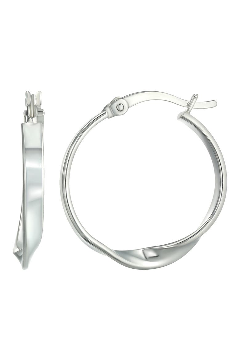 Sterling Silver Twist Hoop Earrings, Main, color, SILVER