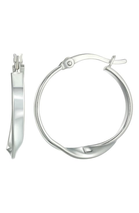 Sterling Silver Twist Hoop Earrings