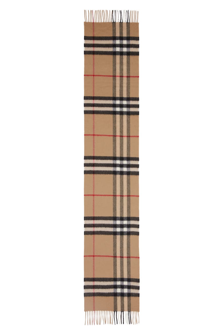 Giant Icon Check Cashmere Scarf, Main, color, ARCHIVE BEIGE