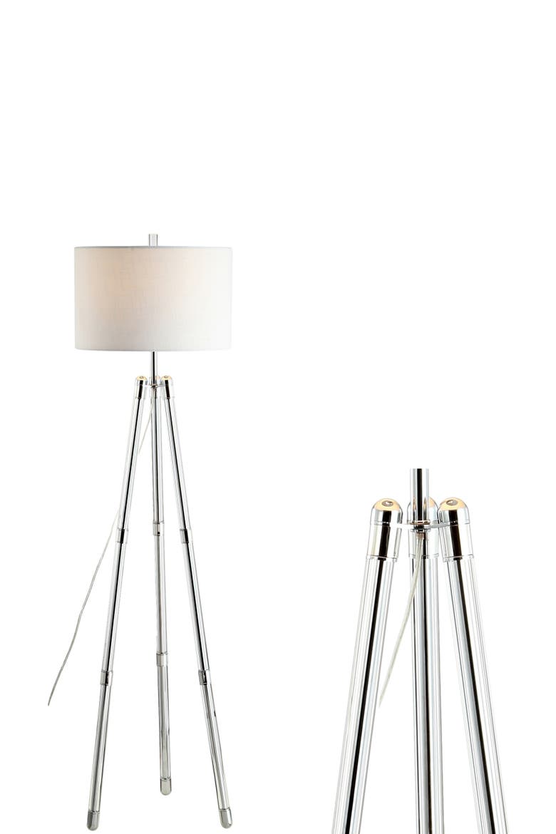 Arliss 60" Surveyor's Tripod Metal/Crystal LED Floor Lamp, Chrome, Main, color, Chrome
