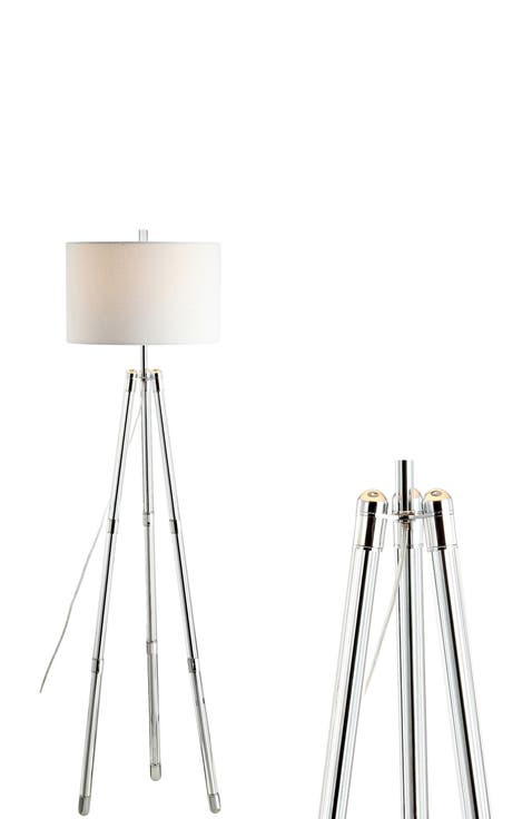 Arliss 60" Surveyor's Tripod Metal/Crystal LED Floor Lamp, Chrome