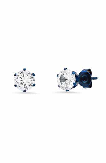 Men's Blue Stainless Steel Stud Earrings