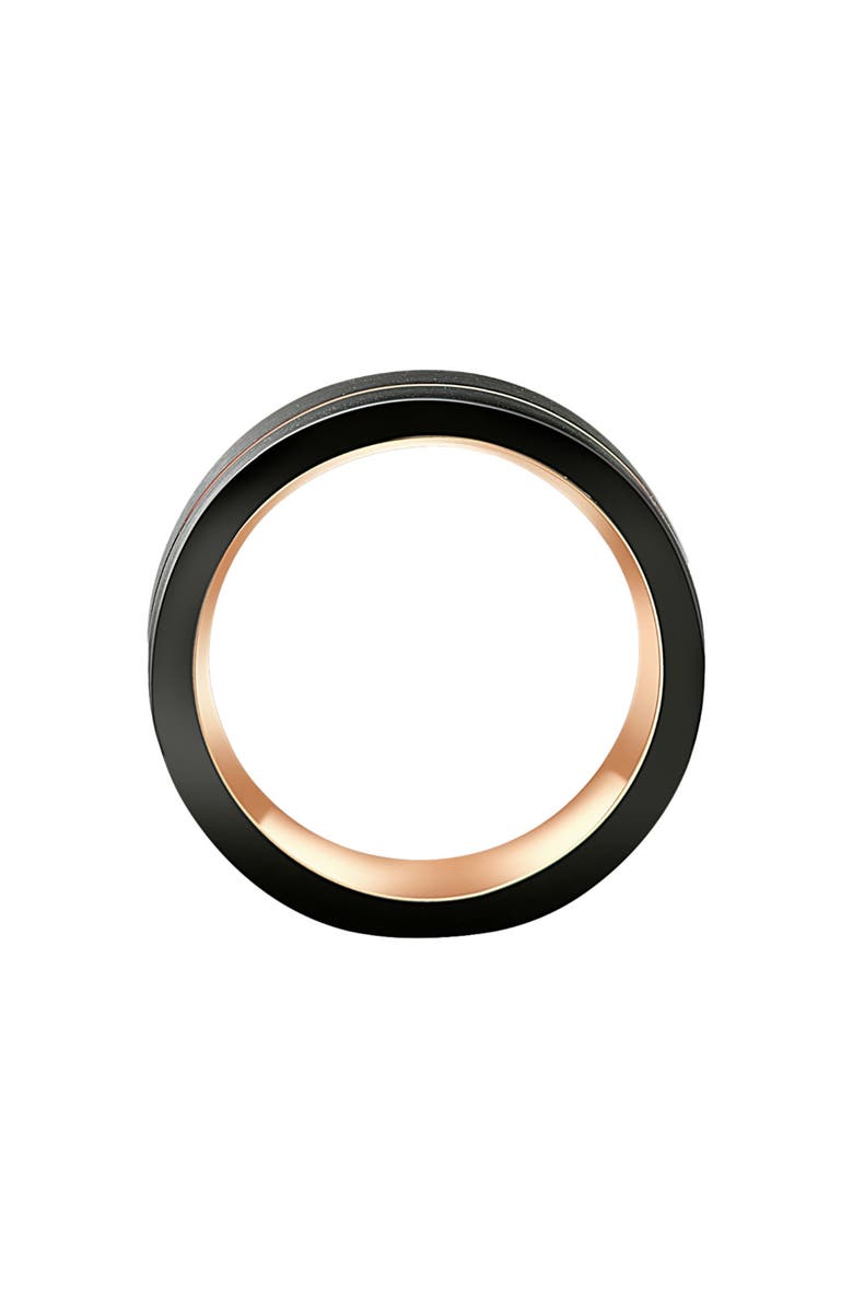 Bliss Diamond Men's Brushed Black Tungsten Gold Plated Two Tone 8mm Ring Wedding Band, Alternate, color, Black Tungsten