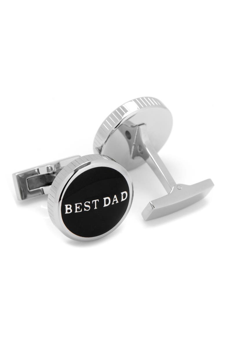 Best Dad Cuff Links, Alternate, color, SILVER/ BLACK