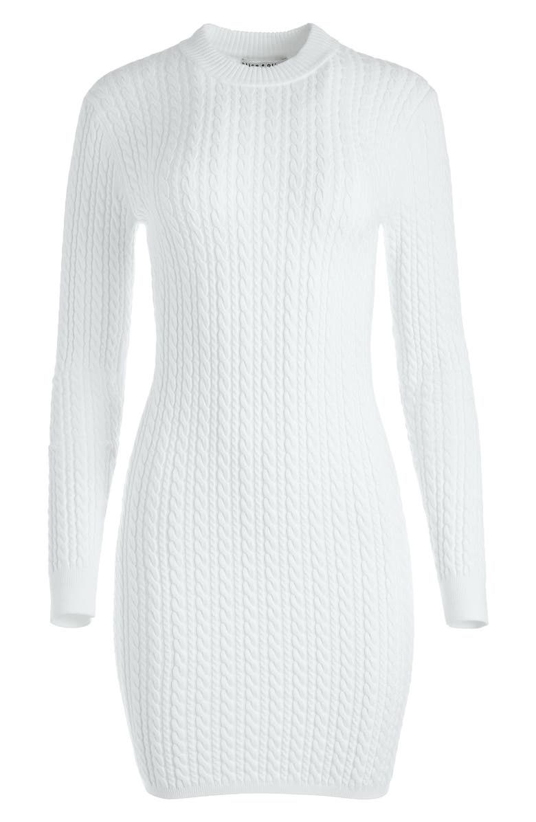 Alice + Olivia Yuna Long Sleeve Cable Sweater Dress, Alternate, color,