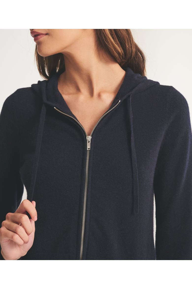 Signature Cashmere Cropped Hoodie, Alternate, color, Navy